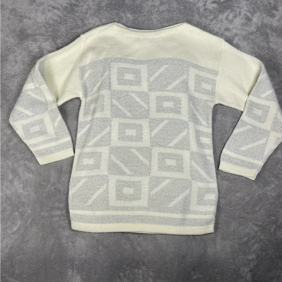 Diane VonFurstenberg Sweater Womens M/L Vintage Shimmer Metallic Retro Art Fall - Picture 2 of 8